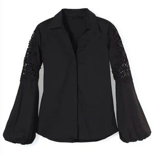 White House Black Market - Lace Poplin Blouse - size 6 - NEW with tags!